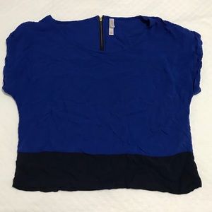 Blue and dark blue color block shirt